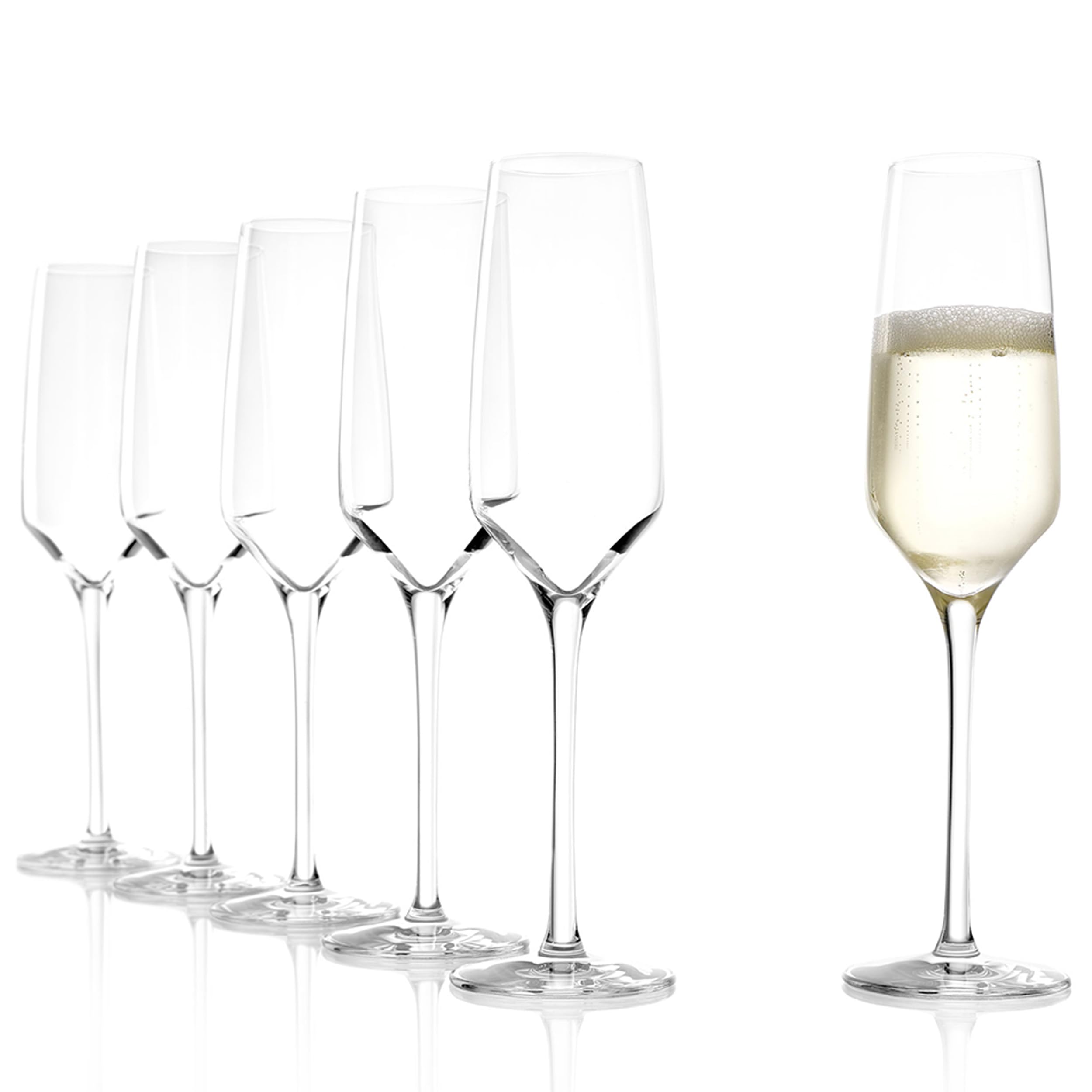 Stölzle Lausitz Champagne Glasses Experience 6-Piece Set 190ml – Elegant Crystal Flutes for Prosecco & Champagne – Dishwasher-Safe & Durable