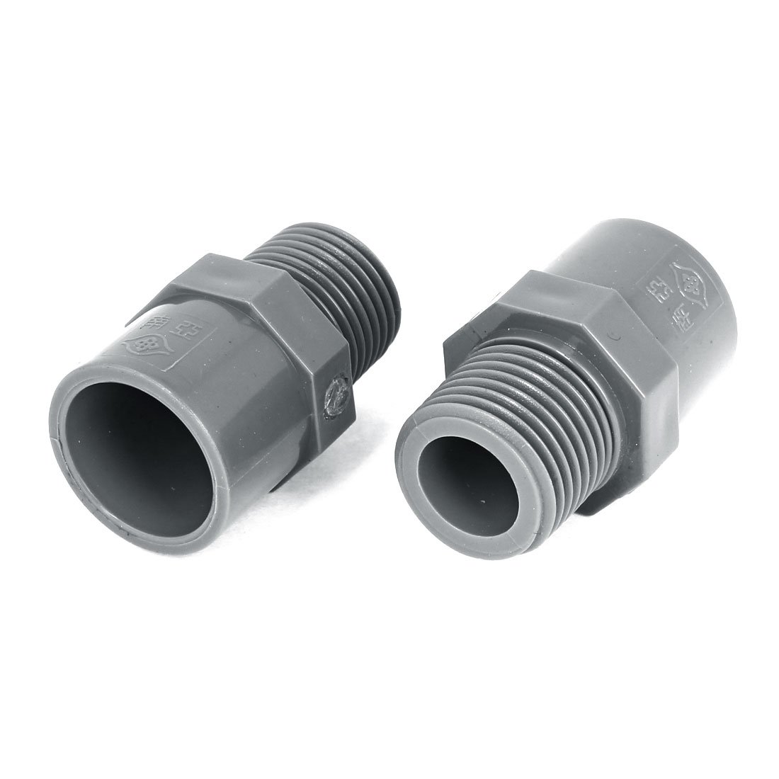 sourcingmap 2PCS 20mm Male Threaded PVC Straight Water Hose Piping Connectors Coupler Gray