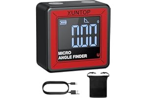 XUNTOP Small Digital Angle Finder with Bottom Strong Magnetic 4 * 90° Angle Gauge with AV Display Rechargeable Inclinometer L