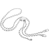 PATIKIL 55 Inch Thin Purse Chain Strap Adjustable, Leather Metal Chain Strap Replacement Chain for Handbag Shoulder Crossbody Clutch Bags, Silver Tone/White