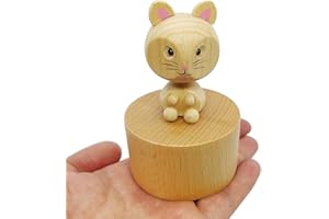 LILYXIN Cute Kitten Mini Music Box, Little Animals Wooden Mechanical Music Box, The Music Box Gift That Sings Castle in The Sky, Best Gift for Boy Girl Kids Singing Music Gift Box