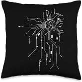 Anatomical Heart CPU Processor PCB Board Computer Programmer Throw Pillow