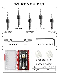Gubeter Carbide Tipped Countersink Drill Bits Set