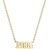 Glimmerst Birthday Year Necklace, 18K Gold Plated Stainless Steel Birth Year Number Pendant Necklace Memorable Anniversary Jewelry for Women