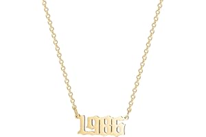 Glimmerst Birthday Year Necklace, 18K Gold Plated Stainless Steel Birth Year Number Pendant Necklace Memorable Anniversary Jewelry for Women Girls