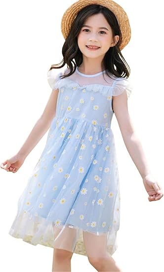 Amazon ユリカー ワンピース ガールズ 半袖 女の子 花柄 Aライン ノースリーブ シフォン 大きいサイズ 可愛い ワンピース チュニック 通販