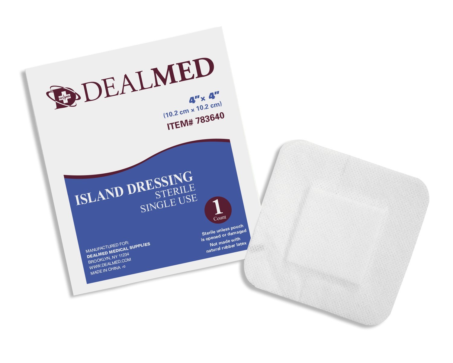 Dealmed Sterile Bordered Gauze Non Stick Island Dressing 4" x 4" 25 Per