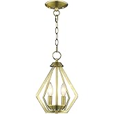 Livex Lighting 40922-01 Prism 2 Light AB Mini Chandelier/Ceiling Mount, 11.25" x 11.25" x 13", Antique Brass