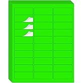 STARLIBOO 1" x 2-5/8" Address Labels- Neon Color Fluorescent Stickers for Laser/Inkjet Printer mailing Labels 8.5"×11"- Fluorescent Green