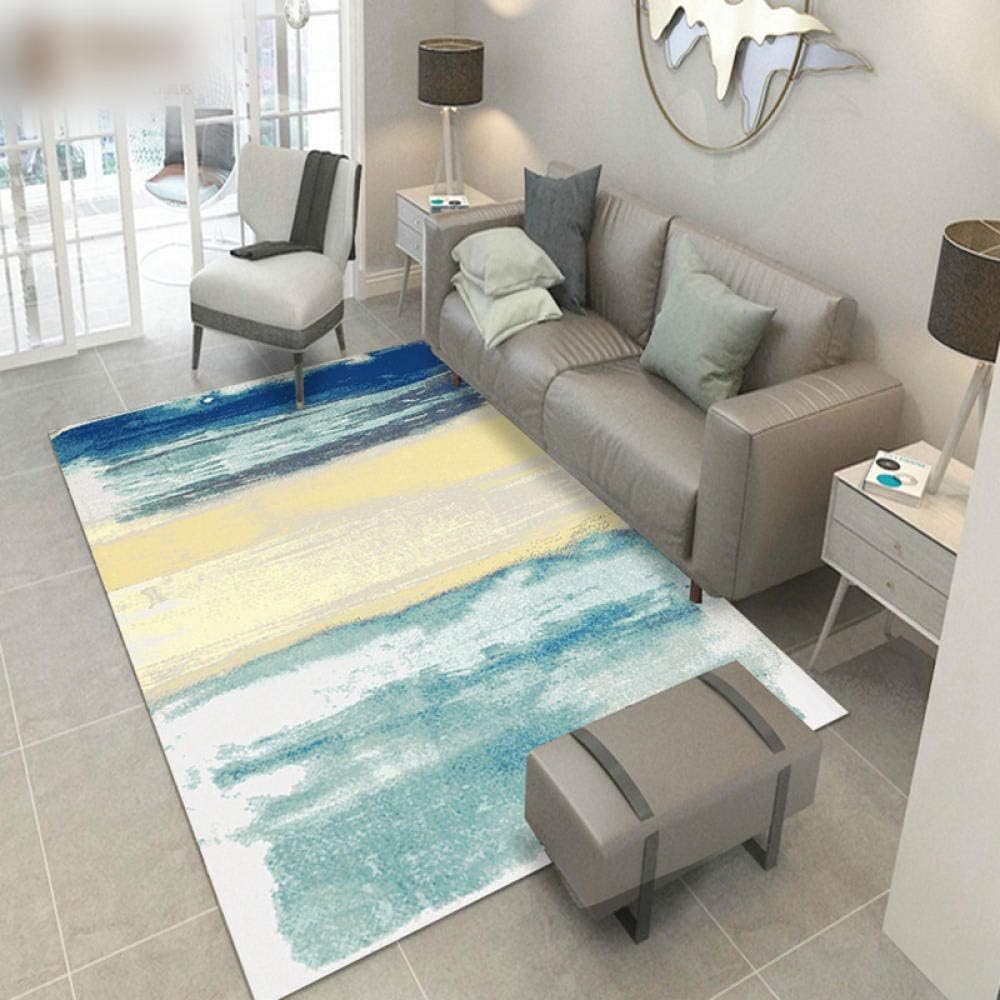Gmcbeauty Super Soft Indoor Area Rug,Blue Gray Yellow White Fashion Printing And Dyeing Design Classic Non-Slip Decorative Carpet,Bedroom/Balcony/Kitchen,180cmx280cm