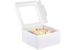 Kootek 24pcs Cake Boxes with Window, 10 x 10 x 5 Inches Bakery Boxes Treat Cookie Dessert Boxes Pastry Box for Cake, Chocolate Covered Strawberries, Cupcakes, Donuts, Baked Goods