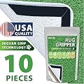 WELLTED Updated Rug Gripper - Carpet Gripper - Rug Stopper - Area Rug - Corner Rug - Gripper Tape - Anti Curling Rug Gripper - Non Slip Rug Gripper for Bathroom Kitchen Outdoor - Set of 10 Units