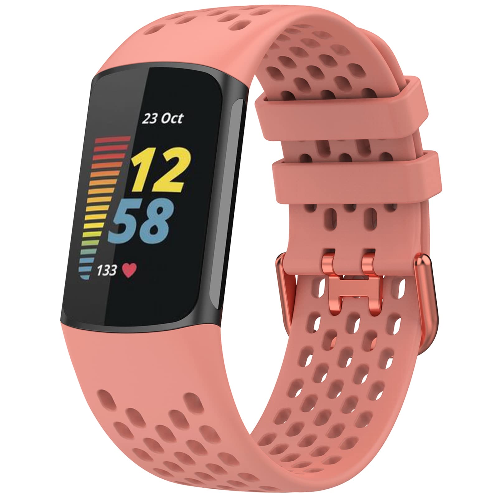 TopPerfekt Sport Straps Compatible with Fitbit Charge 6 Strap, Adjustable Breathable Soft Silicone Sport Replacement Watch Band Straps Wristbands Bracelet for Charge 5 Activity Tracker Women Men โ image 1