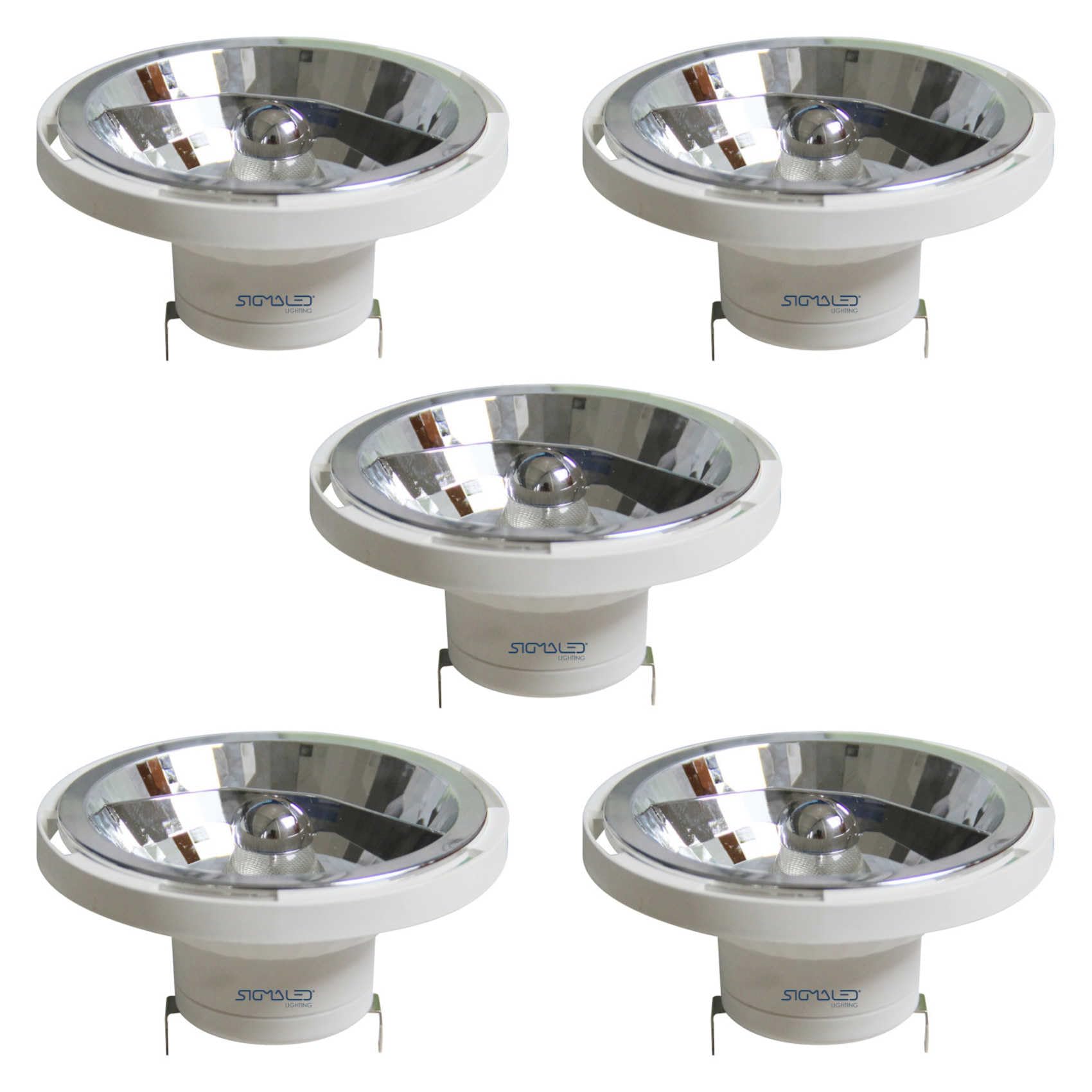 Sigmaled lighting - AR111 G53 LED Spotlight 14W (120W Halogen Equivalent), Neutral White Light 4000K, 1050 lumens, 12V AC/DC, 5-Piece Pack