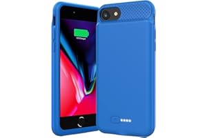 ATGIH Battery Case for iPhone 6/6s/7/8/SE 2020/SE 2022, Real 6000mAh Ultra Slim Extended Charging Case Protective Smart Charger Case for Apple iPhone Support Lighting C Type Changing-4.7inch (Blue)