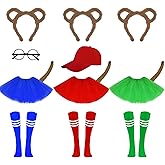 Sibosen 14 Pieces Chipmunks Costumes Set Include Chipmunk Ears Headband Tails Tutu Skirt Striped Knee-High Socks