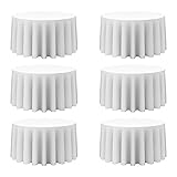 BRILLMAX 6 Pack White Round Tablecloths 120 Inch