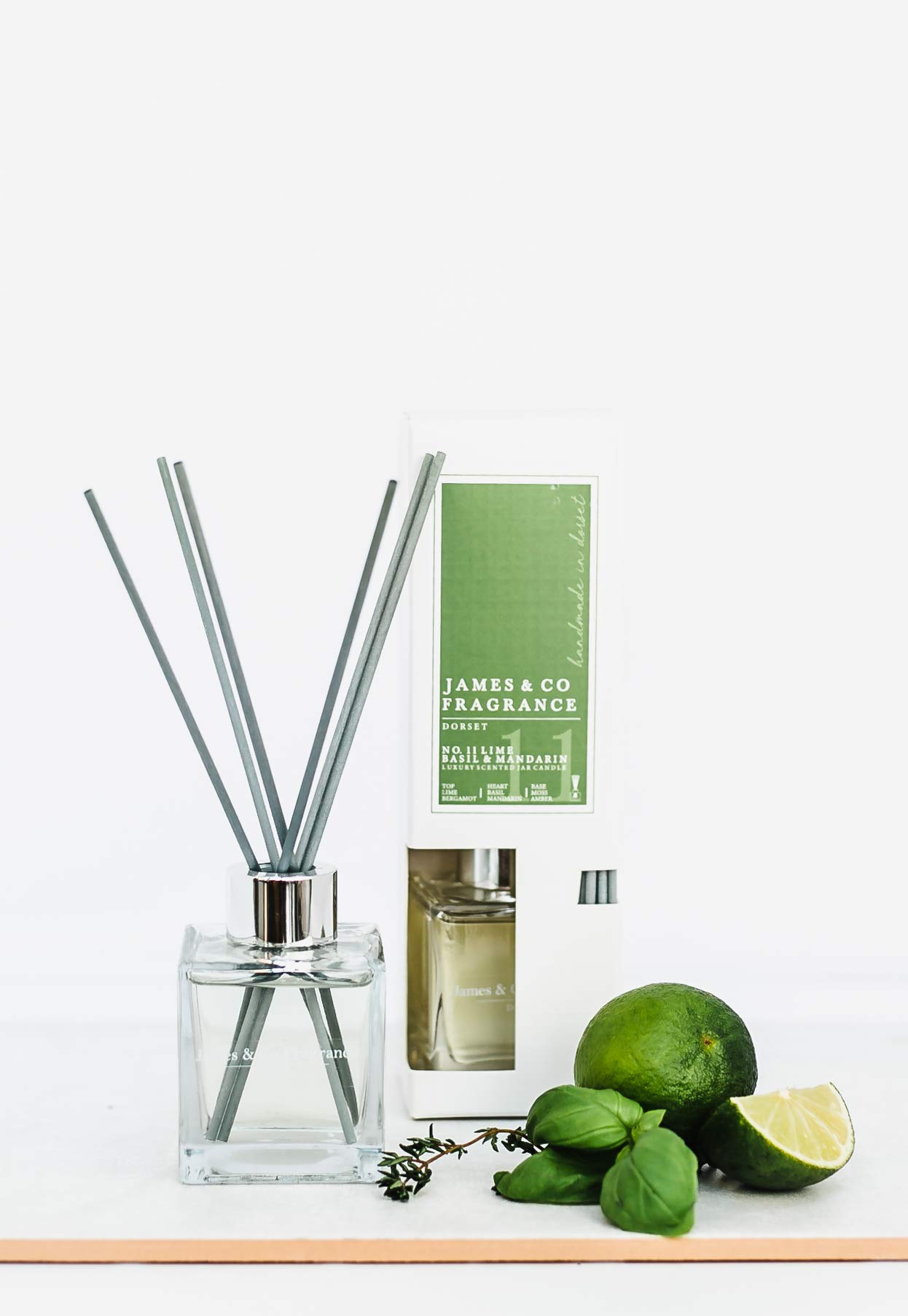 James & Co No.11 Lime (Lime, Basil & Mandarin) 100ml Home Fragrance Reed Diffuser Set