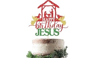 YUINYO Happy Birthday Jesus Cake Toppers - Jesus Birthday, Good Friday Cake Decoration, Christmas Party Decoration Supplies