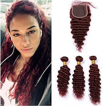 Amazon Com Vaovos Hair 99j Burgundy Deep Wave Peruvian Virgin