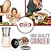 Premium Salt and Pepper Shakers 6 Oz -Just Add Summer- Salt and Pepper Grinder/Mill Set - 3 Grade Adjustable Ceramic Rotor - BUNDLE WITH - Peeler, Funnel, eBook and Cleaning Brush by Mys Homeware