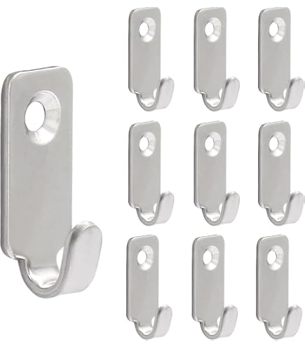 Zorfeter 10 Pcs Wall Mount J Hooks - 304 Stainless Steel Heavy Duty Hangers For Keys, Mirrors, Pictures (Gold) - View #7