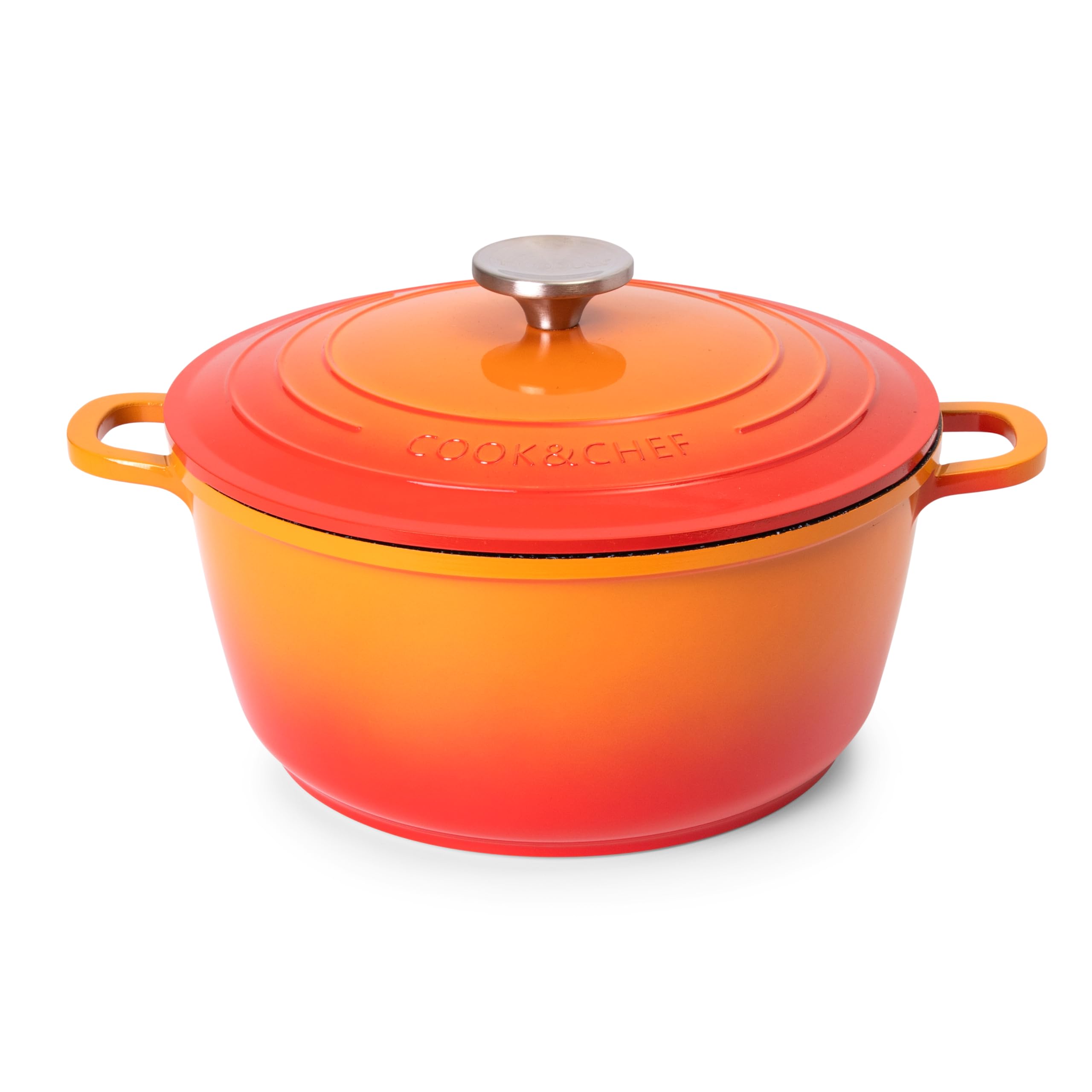 Casserole Dishes with Lid Oven Proof – Non Stick Deep Dutch Oven – Induction Cooking Pot – Oven Safe Aluminium Stockpot – 4L, 24cm, Orange – by Nuovva — image 1