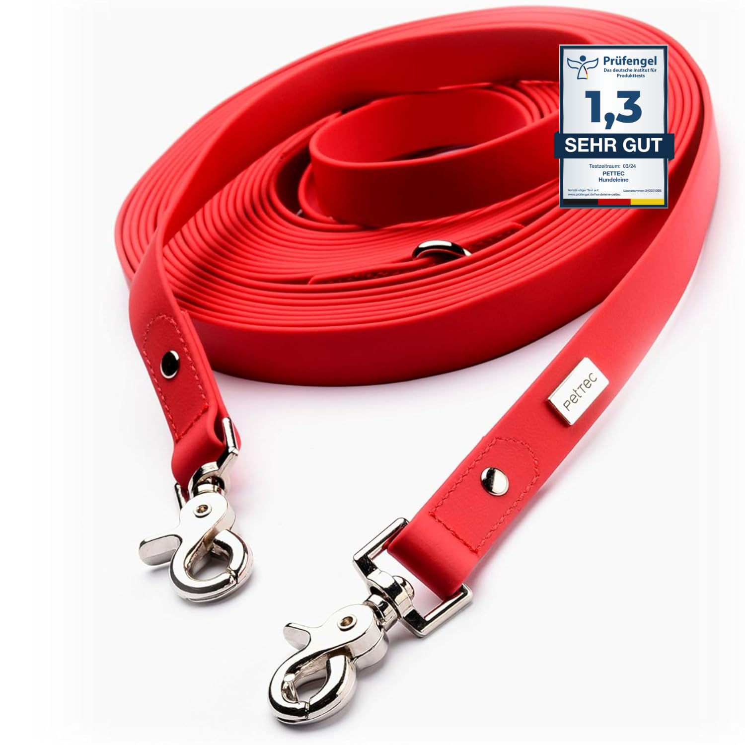 PetTec Dog Training Lead - Extra-Long Leash with Easy-Clip Metal Collar Hook - Strong, Flexi, Waterproof Trioflex Material - Heavy-Duty Line Perfect for Walking, Running, and Outdoor Activity - 5m
