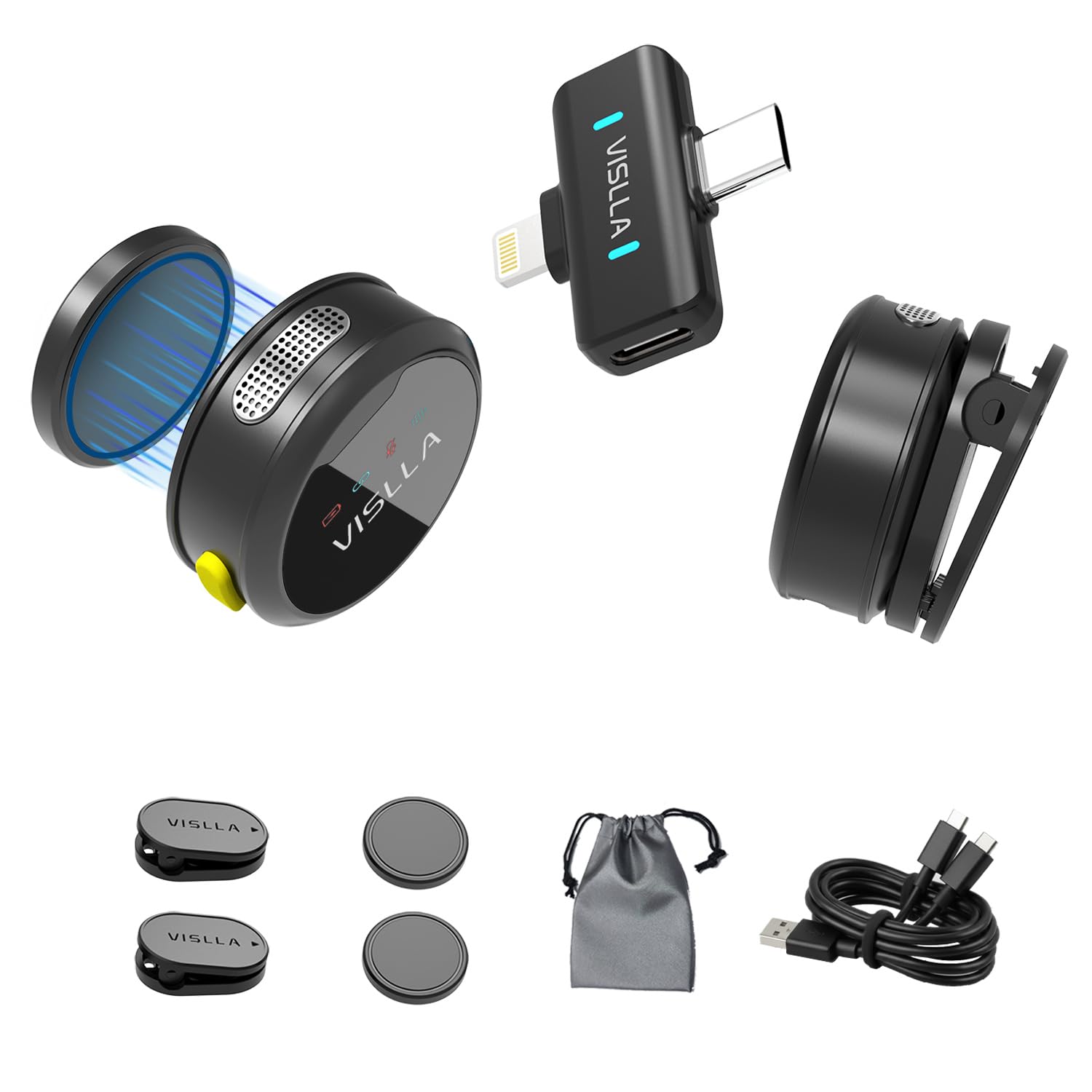 Photo 1 of Vislla Mini Microphone for iPhone, iPad & Android,12H Battery, Noise Reduction Wireless Lavalier Microphone, Clip On Lapel Mic for Vlogging/YouTube/Tiktok/Streaming/Interview/Video Recording