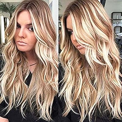 Womens Curly Long Wig Hair Wavy Ombre Blonde Natural Synthetic Full Wigs Costume Buy Online At Best Price In Uae Amazon Ae