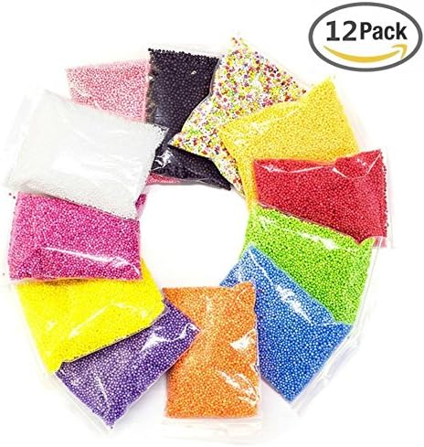 Mini Styrofoam Balls for Slime,Colorful Small Foam Balls Filler Beads for DIY Creative Crafts Decorations and Party Decoration 0.08-0.18 Inch,12 Pack