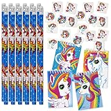 Gift Boutique Unicorn Party Favors for Girls Rainbow Birthday Supplies Includes 144 Unicorn Temporary Tattoos 12 Unicorns Pencils and 12 Unicorn Notepads for Kids School Classroom Favor Set