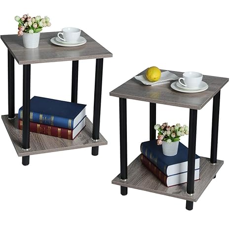 Amazon Com End Table With Storage 2 Tier Cocktail Table For