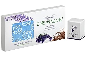 YOGALATEST Eye Pillow Filled with Real Dried Lavender Flowers & Organic Flax Seed for Relaxation, Sleeping, Spa, Hot & Cold Therapy, Yoga Eye Pillow with Free Eye Wash Cup (10-15ml Volume) | Size- 9" X 4.13"