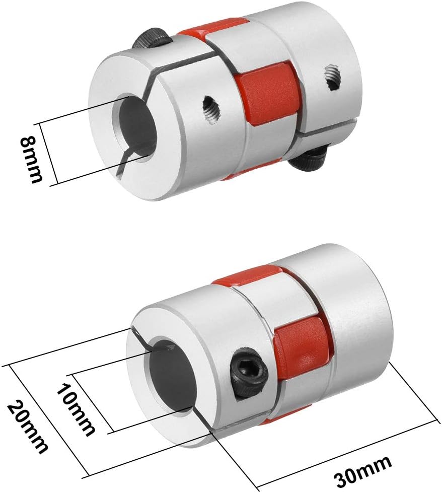 Sourcingmap Shaft Coupling 8mm to 10mm Bore L30xD20 Flexible Coupler Joint for Servo Stepped Motor, 8 to 10mm L30xD20 - Image 3