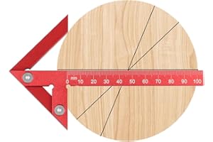 KETIPED Aluminum Alloy Center Positioning Ruler, 45/90 Degree & Right Angle & Centerline Positioning, Red High-Precision Metric Measuring Multi-Function Arrow Ruler,043R