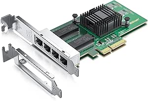 10Gtek® Tarjeta De Red Gigabit PCIE I350-T4 - Intel I350-T4, RJ45 Ports, Gigabit Ethernet PCIE 4 X, 1Gbit PCI Express Ethernet, 10/100/1000Mbps Nic para Windows Server, Windows 7/8/ 10, XP und Linux