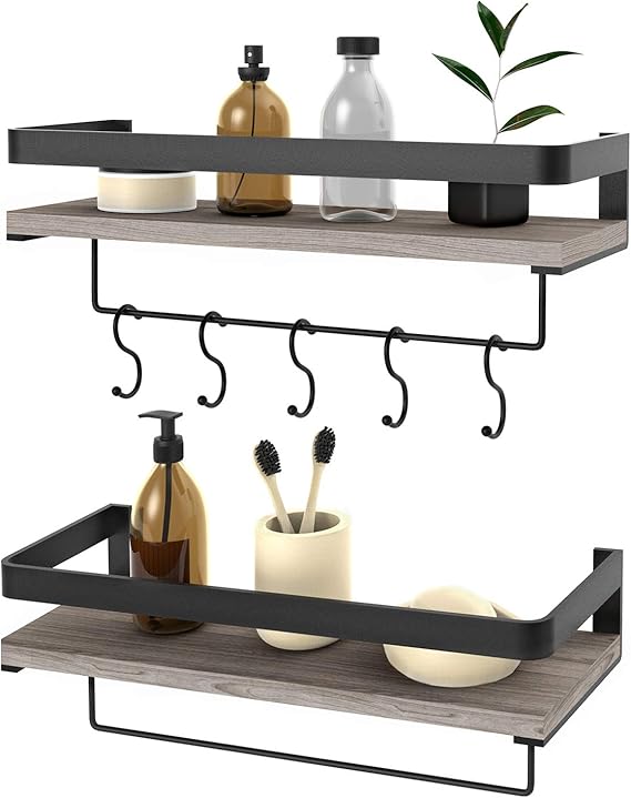 Amazon.com: Audoc - Estantes flotantes para pared con barra de toallas