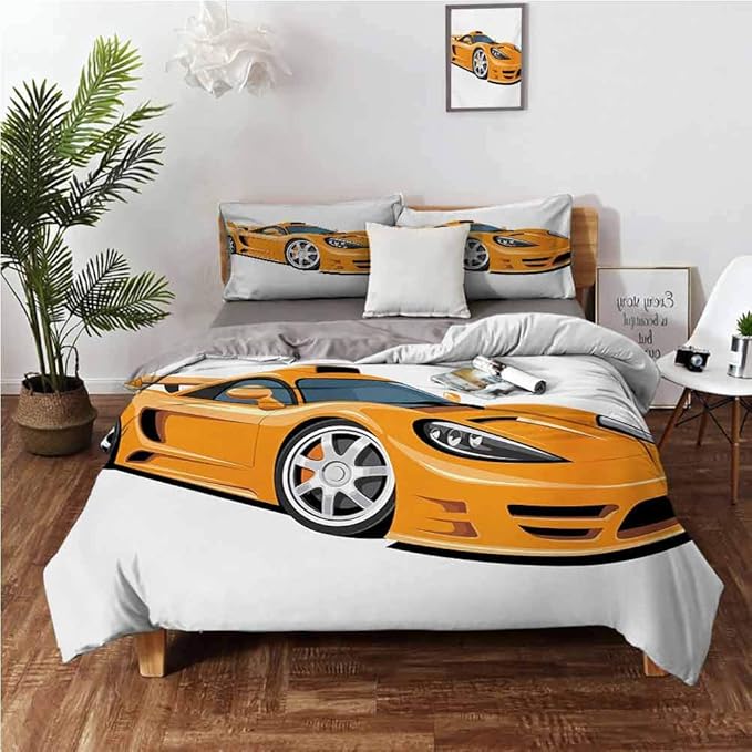 Amazon.com: Cars Bedspread Coverlet Set Orange Sports Car Fast Racing