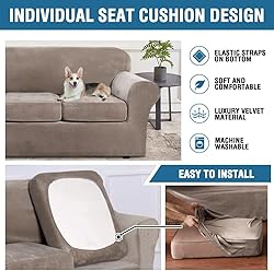 H.VERSAILTEX Real Velvet Plush 3 Piece Stretch Sofa