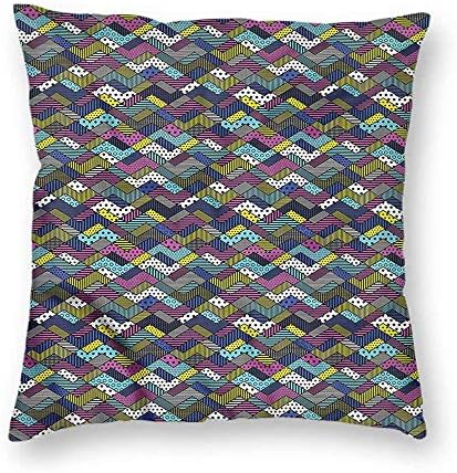 clayii Abstract Triangle Square Form Decorative Pillow Trippy Patchwork Soft Polyster 18x18 Inch