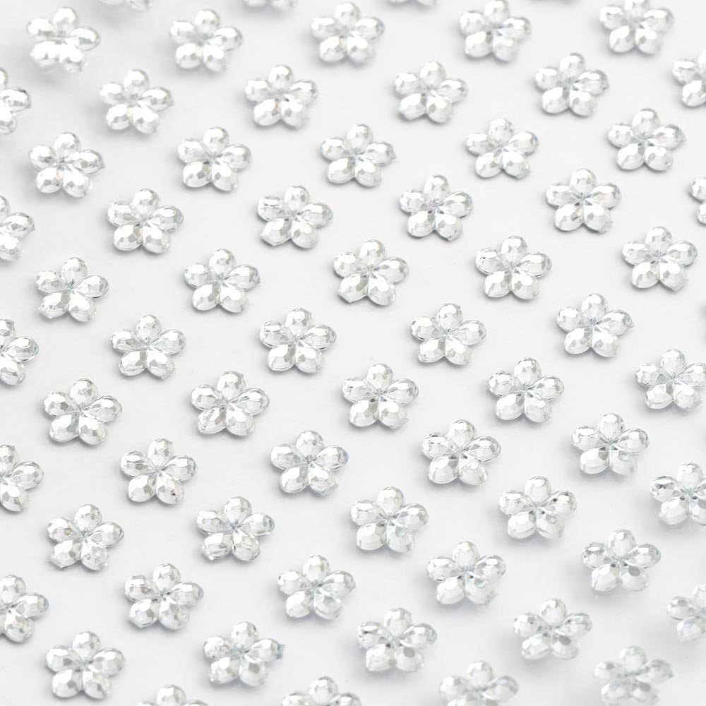 6mm Clear Flower Self Adhesive Stick on Gems 100 per Sheet Amazon.co