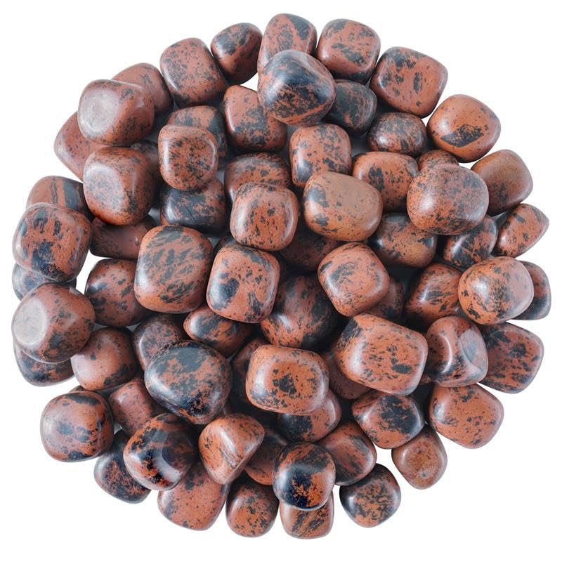 Crocon® 1LB Mahogany Obsidian Tumbled Stones and Crystals bulk 2000+ Carats Natural Crystal Kit for Reiki Healing Crystal Polished, Tumble Stones, Chakra Balancing, Gift, Home Decor Size : 20-25 mm