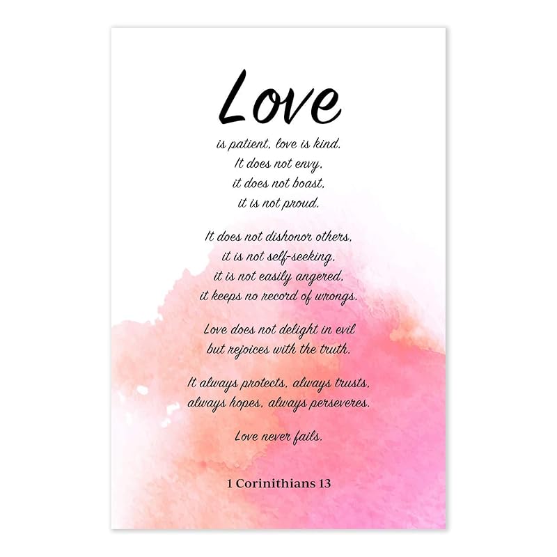 Amazon Com Love Is Patient Love Is Kind Poster 1 Corinthians 13 Bible Verse Art Print Handmade