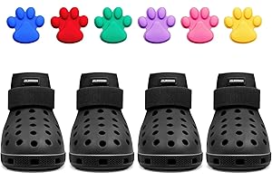 JOLIR DESIGN Dog Shoes for Hot Pavement - Breathable Dogs Shoe, Anti Slip Dog Boots for Medium & Large Dog, Protection Paws, Perforated Dog Bootie with Paw Charm, Waterproof Dog Booties for Beach (Black, Medium)
