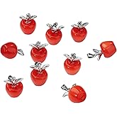 COGCHARGER 10 Pieces Apple Gemstone Charm Pendant Crystal Quartz Healing Natural Stone Pendants Red Silver Buckle for Jewelry Necklace Earring Making Crafts