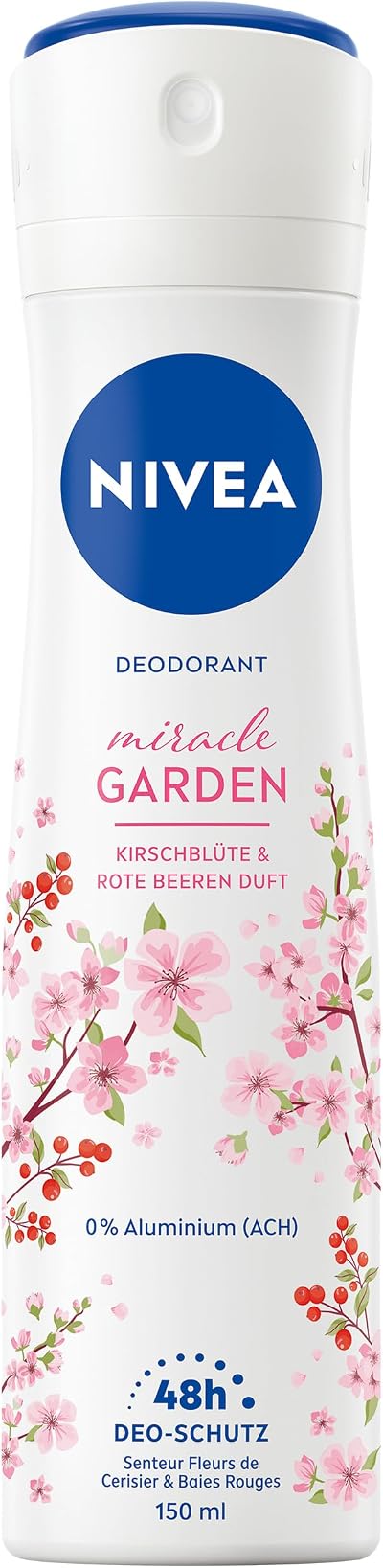 NIVEA Miracle Garden Deodorant Spray Cherry Blossom Red Berry 150 ml