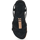Alicegana Comfortable Gladiator Sandals for Women: Casual Walking Strappy Sandals with Cushion Footbed - Summer Dressy Flat Sandals