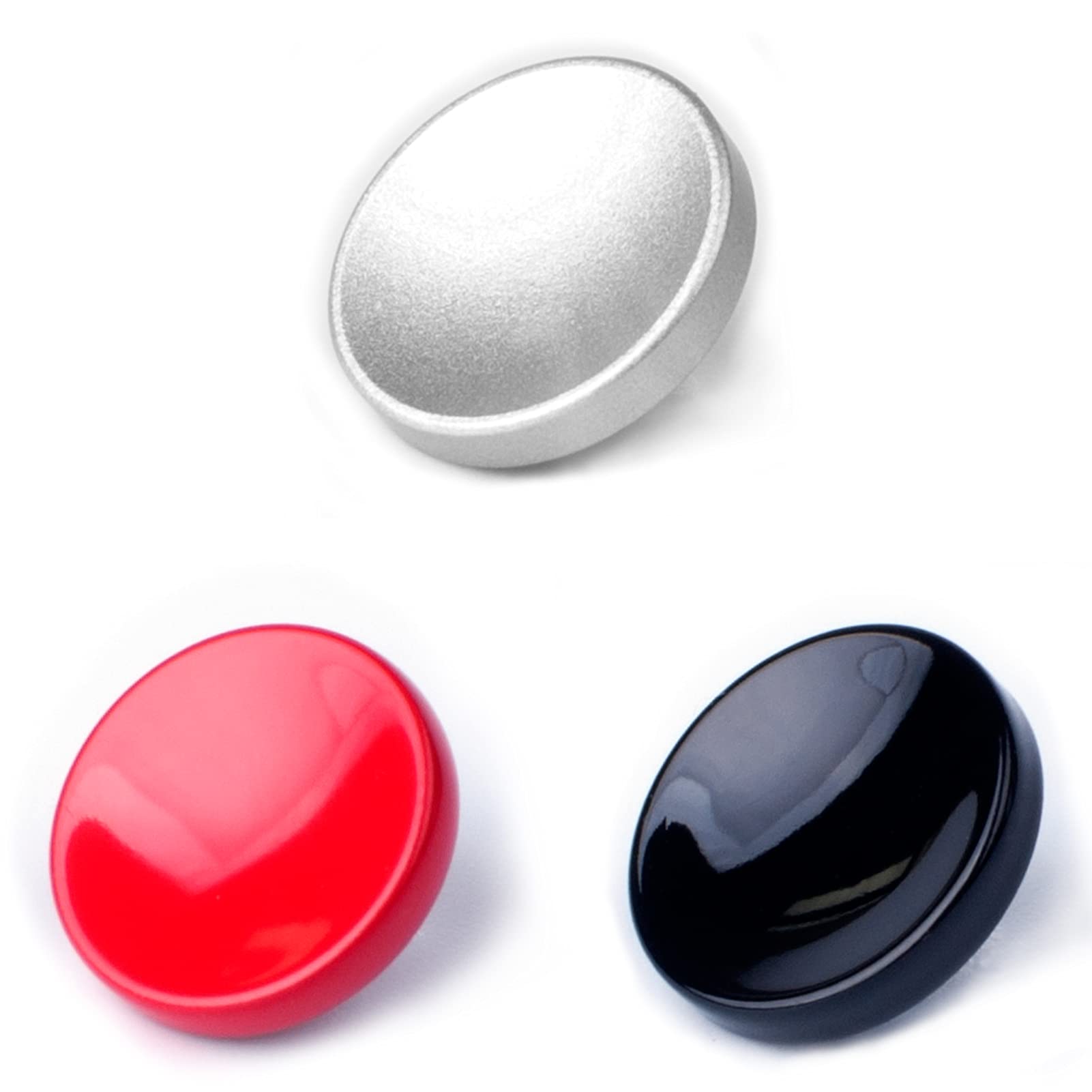 VKO Metal Soft Shutter Release Button,Delicate Camera Shutter Button Black Red Silver 11mm Concave Surface(3 Pack)