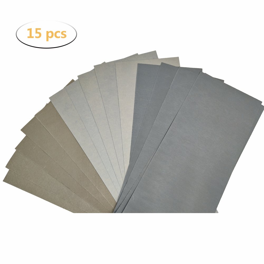15 Pcs Sandpaper Assortment 3000 5000 7000 Grit Wet Dry Sandpaper,Super
